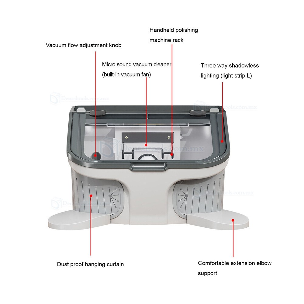 JT-69 Cabina para arenado dental con aspiraci&oacute;n de polvo y luz LED